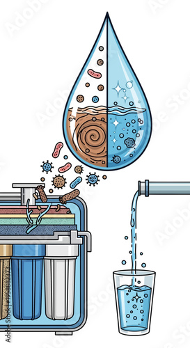 Advanced Water Filtration System Technology Demonstrating Purity Transformation