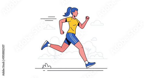 Active Woman Running Outdoors In Minimalist Style