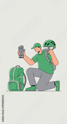 Active Person Preparing For Outdoor Adventure With Essential Gear