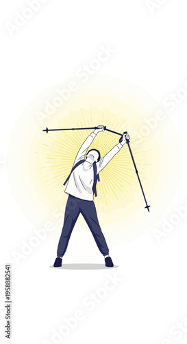 Active Person Engaged In Nordic Walking Exercise Outdoors