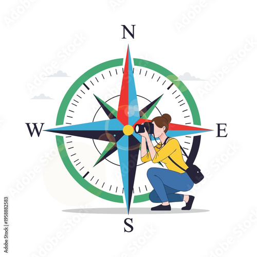 Adventure Awaits Creative Explorer Capturing Journeys With Compass Guidance