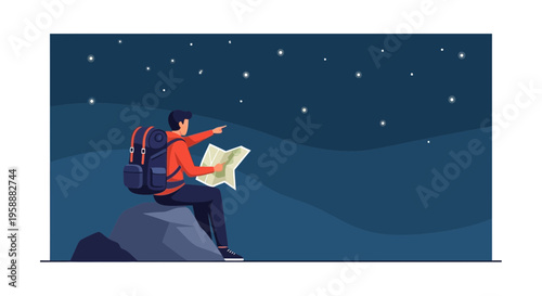 Adventure Awaits Under Starry Skies A Navigator Consults Map