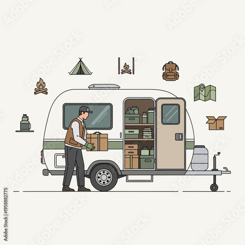 Adventure Awaits With A Fully Loaded Camper And Camping Gear For Outdoor Fun