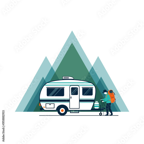 Adventure Campervan Serenity Mountain Trekker Outdoors Leisure Travel Journey