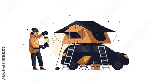 Adventure Camping Setup Illustration