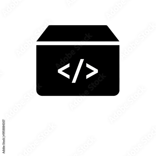 Conceptual icon representing a clean programming repository with a code symbol, suggesting software development and storage solutions