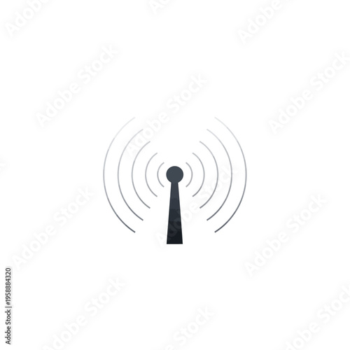 Minimalist signal icon for wireless communication and digital network transmission, symbolizing global connectivity and data flow technology