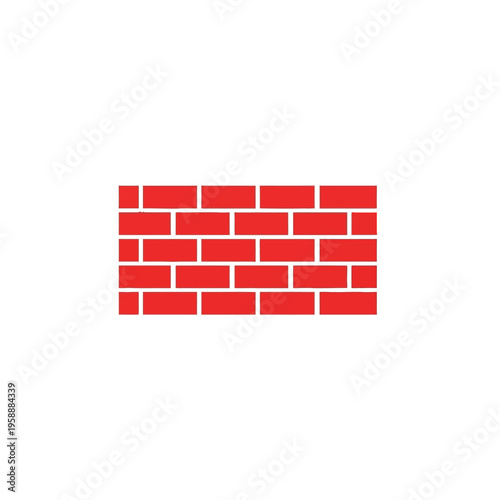 Bold and simplistic vector illustration of a classic red brick wall pattern on a clean white background, ideal for construction, architectural, or home renovation design concepts