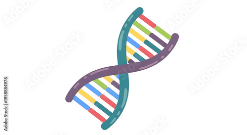 A colorful DNA double helix vector illustration representing genetic engineering and biotechnology concepts