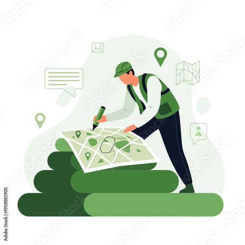 Adventure Planning And Navigation Concept With Person Drawing On Map Illustrating Outdoor