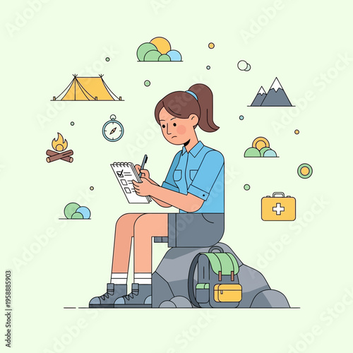 Adventure Planning Checklist Young Woman Sitting On Rock Sketching Outdoor Activities