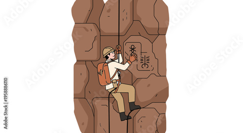 Adventurer Ascends Ancient Cliff Face Discovering Hieroglyphic Symbols