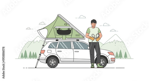 Adventure Ready Rooftop Tent Camping Expedition With Man And SUV