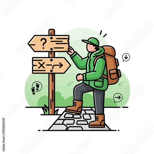 Adventurer Making A Decision At A Crossroads