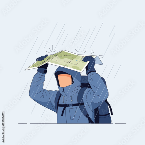 Adventurer Seeks Shelter From Downpour Using Map As Temporary Roof