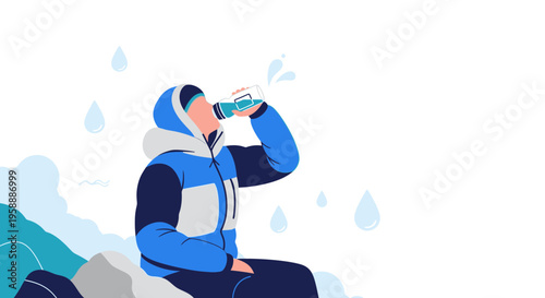 Adventurer Quenches Thirst Amidst Snowy Peaks