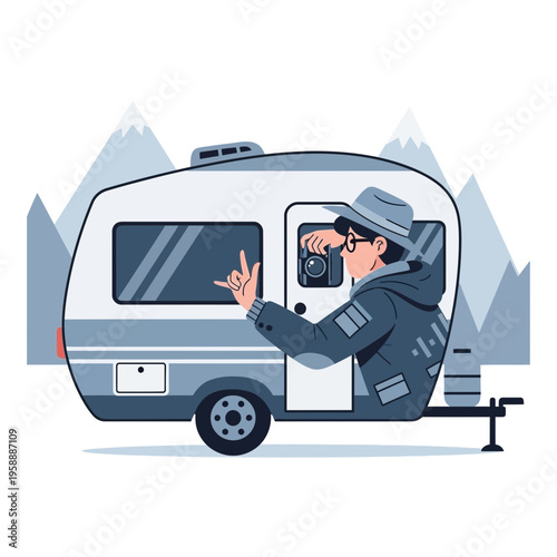 Adventurous Camper Captures Scenic Mountain Views While Traveling