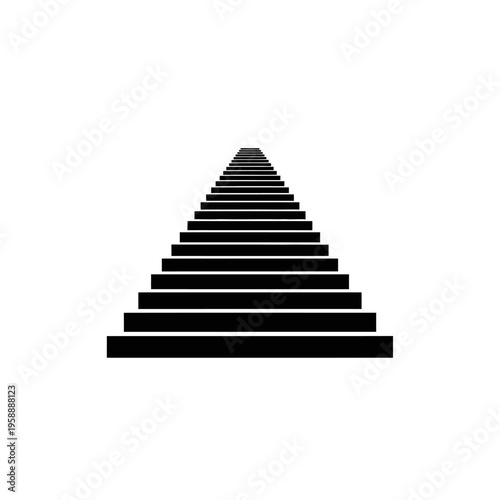 Minimalist abstract black staircase icon symbolizing upward journey, future aspirations, career progress, personal growth, and the path to success with endless possibilities