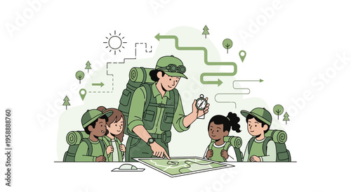 Adventurous Children Learn Navigation Skills With Expert Guide