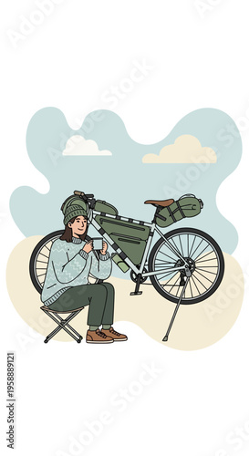 Adventurous Cyclist Enjoys a Refreshing Break During a Scenic Bike Tour