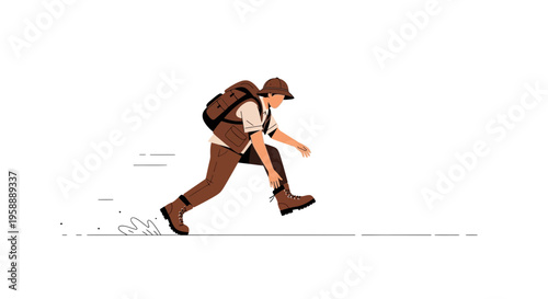 Adventurous Explorer Hurrying Towards New Horizons With Backpack