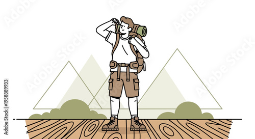 Adventurous Hiker Exploring Scenic Mountainous Terrain With Backpack