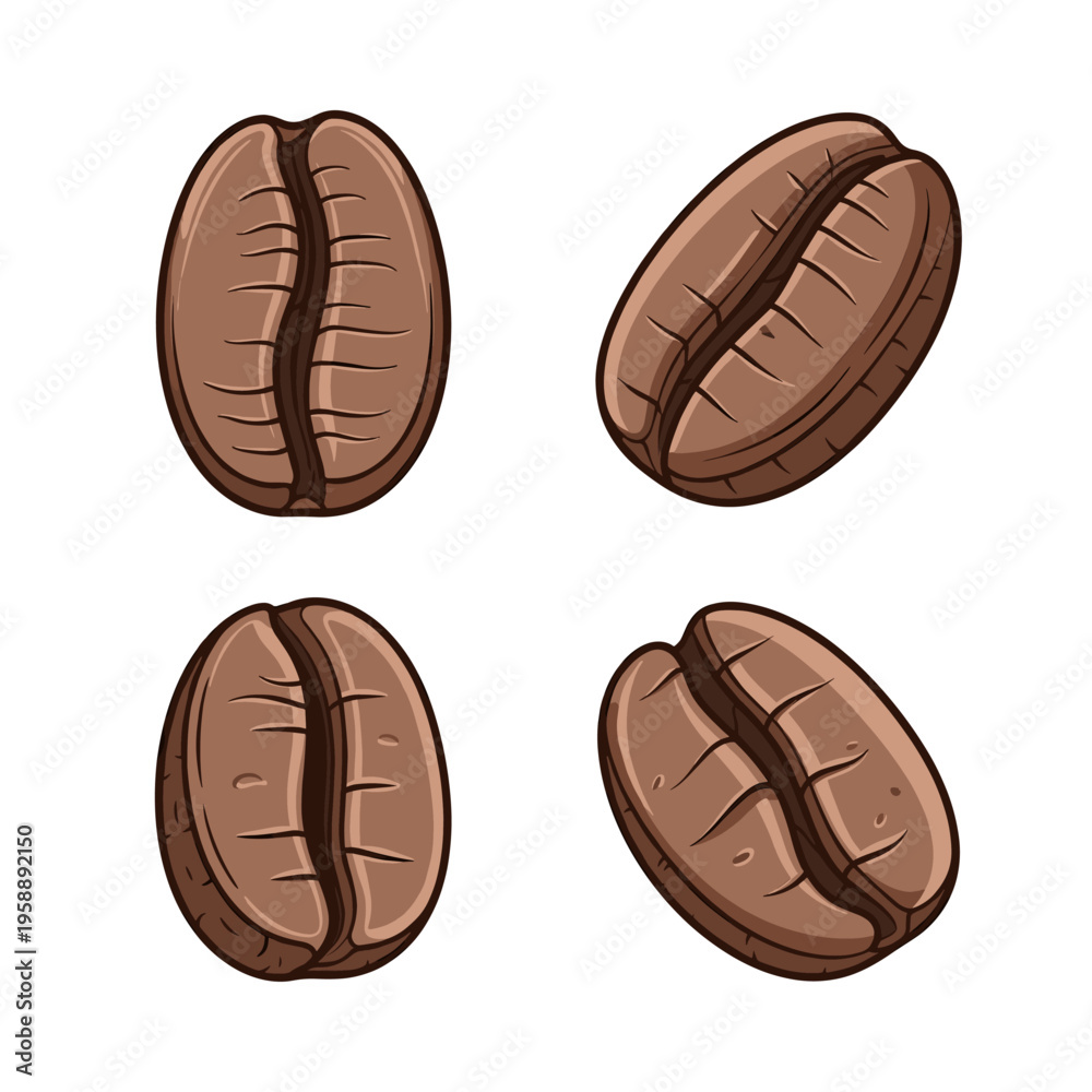 Obraz premium Four Coffee Beans Illustration.
