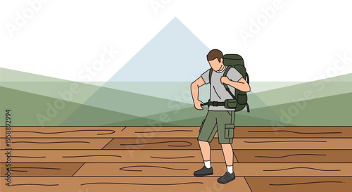 Adventurous Hiker With Backpack Ready For Outdoor Expedition