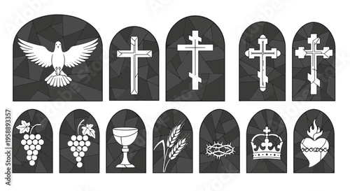 Religious Christian Symbols Stained Glass Window Art Collection