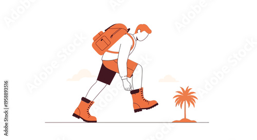 Adventurous Traveler Preparing For Outdoor Expedition With Backpack