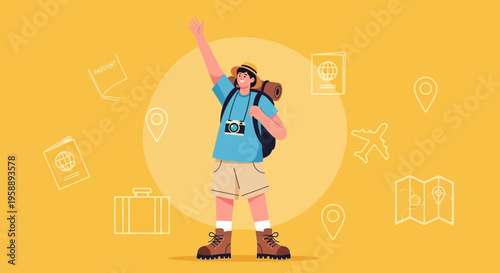 Adventurous Traveler With Backpack Ready For Exciting Global Journeys