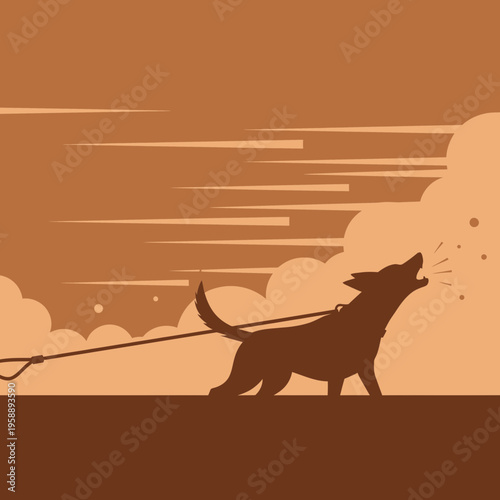 Alert Canine Companion Silhouetted Against a Stylized Skyscape