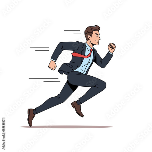 Ambitious Businessman Accelerating Towards Future Success and Growth