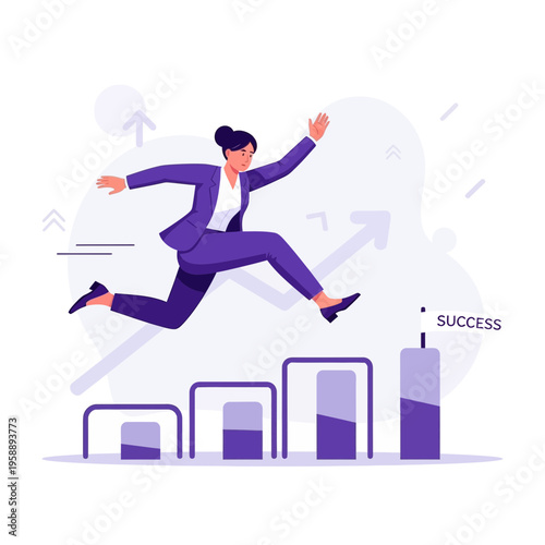 Ambitious Professional Leaps Towards Business Success Charting Growth