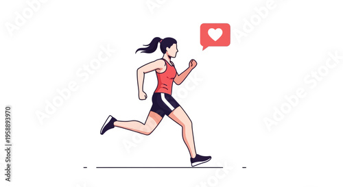Animated Runner Expressing Joyful Fitness Achievement With Heart Icon