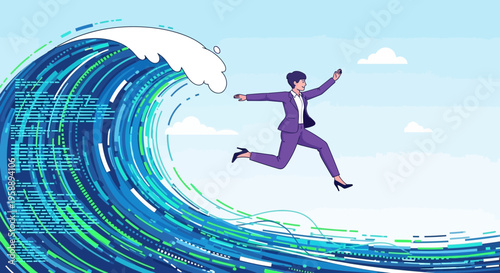 Agile Professional Navigates Data Wave