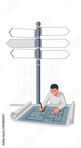 Architectural Planning And Design Choices At A Crossroads Sign