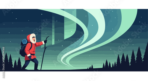 Arctic Adventurer Witnessing Mesmerizing Aurora Borealis Glow