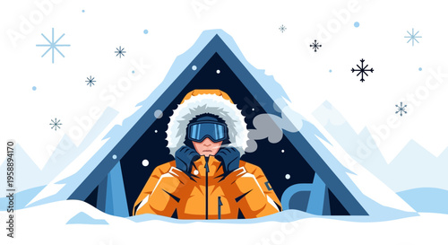 Arctic Adventurer Braving Winter Elements Prepared for Extreme Cold