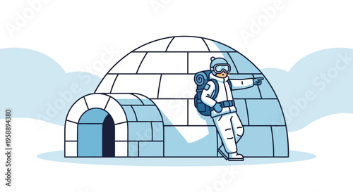 Arctic Explorer By An Igloo Discovering A New Frontier