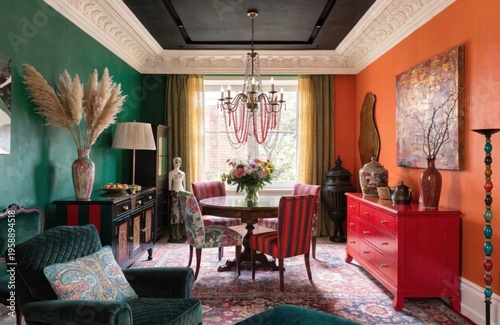 Maximalist interiors and spaces: Rooms full of color, texture, and objects. Spaces where walls, furniture, and accessories combine in controlled visual explosions.