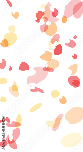 Softly falling abstract organic shapes in warm pastel pink orange and yellow hues creating a gentle and artistic overlay effect