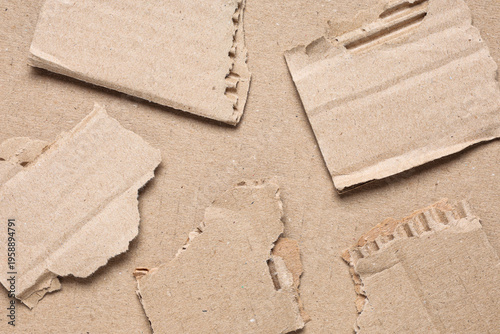 Torn pieces of cardboard as...
