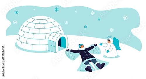 Arctic Fun With Igloo And Snow Angel