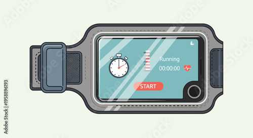 Armband Smartphone Displaying Fitness Tracking Data For Outdoor Activity