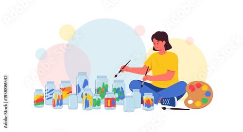 Artist Paints Vibrant Creations Inside Numerous Glass Jars