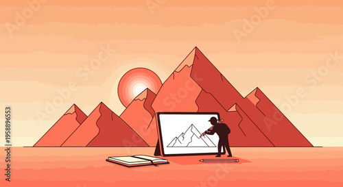 Artist Captures Mountain Majesty Through Digital Artistry Sunrise Inspiration