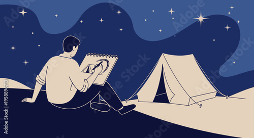 Artist Captures Wilderness Scene Under Starry Night Sky