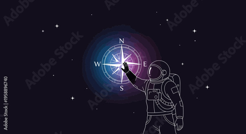 Astronaut Discovering Cosmic Navigation And Direction In The Vast Universe