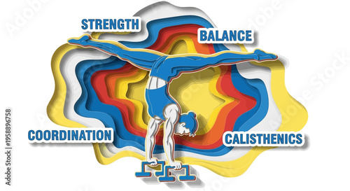 Artistic Depiction of Calisthenics Expertise Demonstrating Strength Balance Coordination